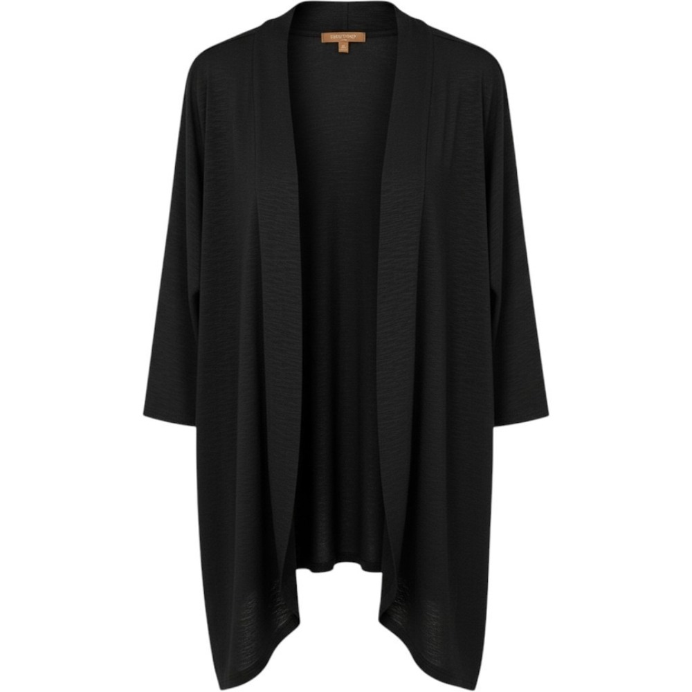 Ellen Tracy Woman Sweater Open Cardigan Plus Sz 3X Black 3/4 Sleeve